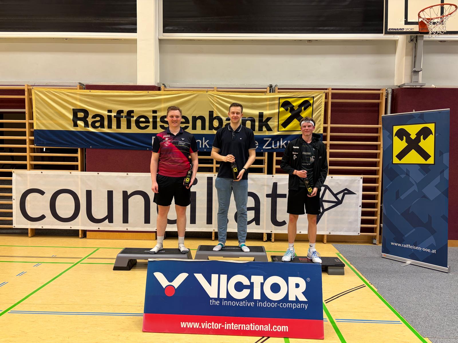 2.Platz: Lukas Mittermayr | 1.Platz: Adrian Schwarzmann | 3. Platz: Michael Ratzenböck Quelle: BC Alkoven